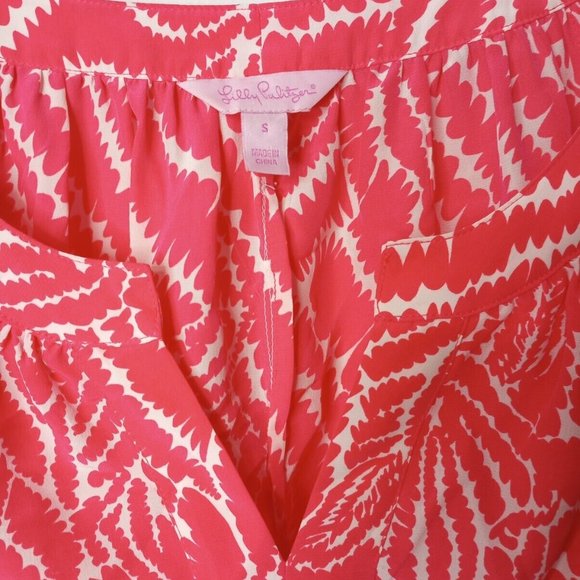 Lilly Pulitzer Moxy 100% Silk Blouse S Pink White Top Show Your Stripes 48607 - Picture 10 of 11